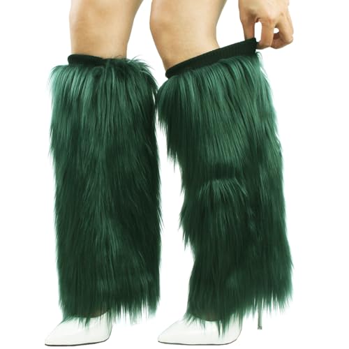 Image of Womens Fluffy Faux Fur Leg Warmers Cozy Fuzzy Long Boot Cuffs Covers