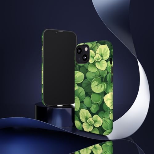 Coque iPhone 13 anti-rayures robuste avec motif microgreens vert brillant
