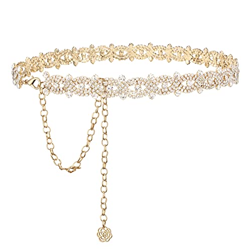 Rhinestone Belt Sliver Sparkly Crystal Dimonad Belt for Women Dresses Wedding Dress Bridal Belt