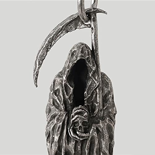 TAYASH Santa Muerte Necklace,Skull Necklace for Men,Metal Sickle Death God Pendant,Gothic Grim Reaper Scythe Skull Necklace,The Reapers Pendant Set,Punk for Boyfriend Male Jewelry Creativity Gift4