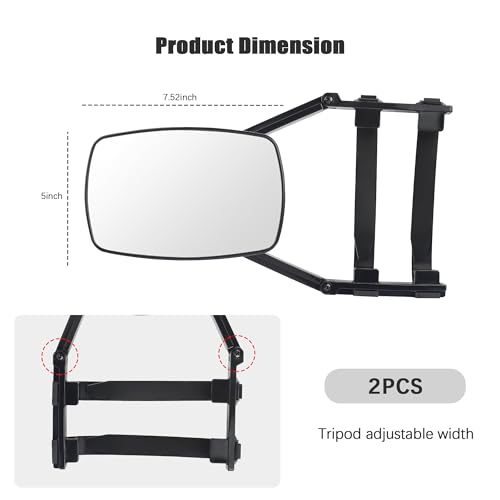 Nhhc NHHC-QIAN YIN JING-0901 2Pcs Clamp Tow Mirrors With Securely Fastened,Hd&Adjustable Towing Mirrors For Expanded Visibility,Universal Mirror Extenders For Towing Car Accessories Fit Truck,Hitch Towing thumb #1
