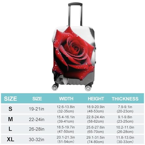 Black And White Red Rose Elastic Luggage Cover Suitcase Protector for 19-32 Inch Suitcases | Universal Stretchable Travel Bag Cover | Anti-Scratch, Washable with Zipper Closure L2