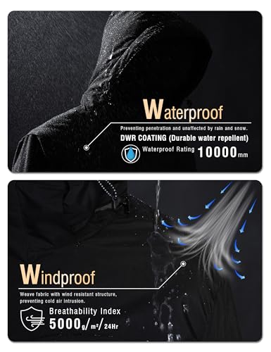Image of QMP Winter Jackets For Men with Hoode Ski Snow Snowboarding Waterproof Fleece Liner Coats Windproof Raincoat 6 Pockets