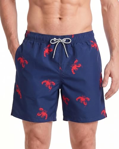 Short de bain confortable maamgic imprimé tropical bleu foncé écrevisse