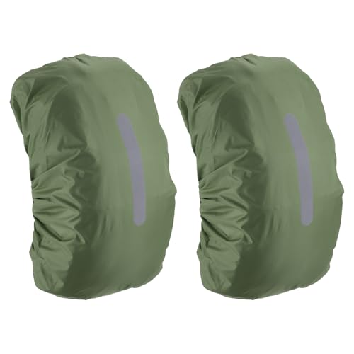 M METERXITY 2 Pack Backpack Rain Cover - Waterproof Lightweight Cover with Vertical Reflective Strap, Apply to Cycling/Hiking/Mountain Climbing (15-25L, XS, Olive)