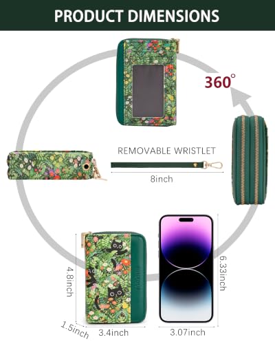 Image of Flower Cat Credit Card Holder for Women,Accordion Wallet