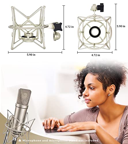 Image of U87 Ai Shock Mount - Microphone Mount Compatible for Neumann U87 Ai,U67 Set,U89 i and TLM 67 Condenser Mic by SUUNTOK,Silver
