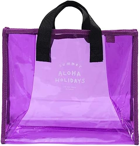 ENMNM プールバッグ ビーチバッグ 透明バッグ 大容量 ビニールバック 透明 トートバッグ 女の子 肩掛けバッグ 丈夫 pvc 手提げバッグ 男の子 ビーチ用バッグ 子供 クリアバッグ おしゃれ 防水 大容量 水泳 旅行 出張 アウトドア用 (パープル
