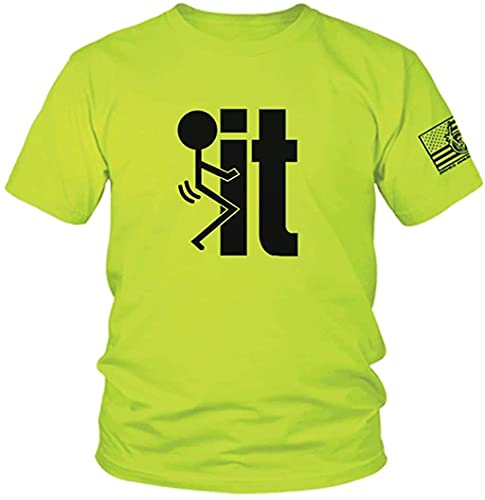 Armed American Supply F It - Hi Vis/Hi Viz Funny Construction Safety Work Shirt (XL) Yellow