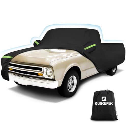 Image of QUNSUNUS Car Cover for Chevrolet C10 C20 K10 K20 1960-1991 Standard Cab 6.5Ft Short Bed, Waterproof C10 Truck Cover with Zipper, Car Covers All Weather with Wind, Sun, UV and Dust Protection