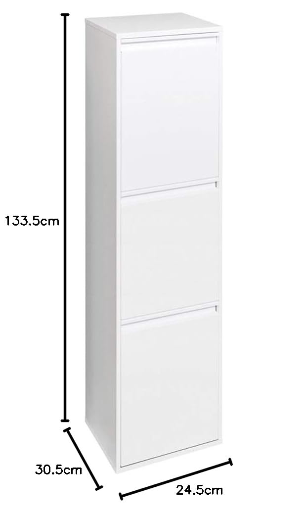 Arregui Basic Kosz na Śmieci, Biały, 3-komorowy
