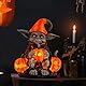 Halloween Deko Kürbislaterne mit LED Leuchtende Kürbisfigur,Halloween Dekoration LED Beleuchtet Draußen Innen Deko Figuren Wichtel Elf Kürbis Laterne Tischdeko,Party,Garten Dekofigur