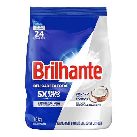 Brilhante Lava-Roupas Em Pó Roupas Brancas E Coloridas Ativo Concentrado Delicadeza Total Pacote 1 6Kg
