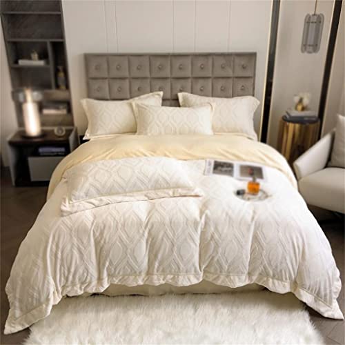 Housse de couette velours gaufré Queen Size 4 pièces parure de lit douce