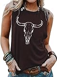Womens Summer Tank Top Sleeveless Western Cow Shirts Vintage Causal Loose Fit Western Aztec Shirts(C