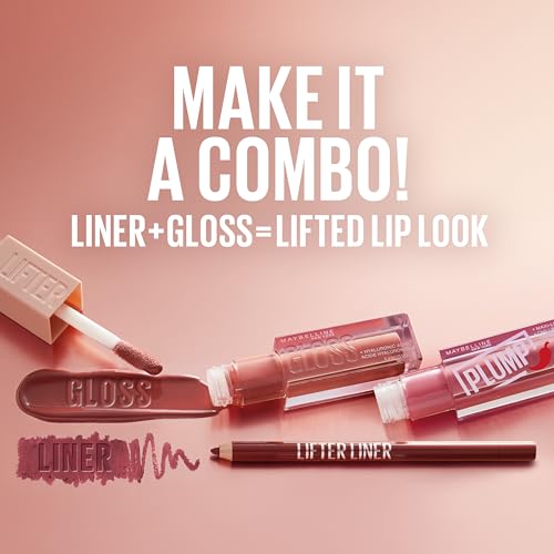 Image of Maybelline Lifter Gloss, Hydrating Lip Gloss with Hyaluronic Acid, High Shine for Plumper Looking Lips, Heat, Raspberry Neutral, 0.18 Ounce (Pack of 2)