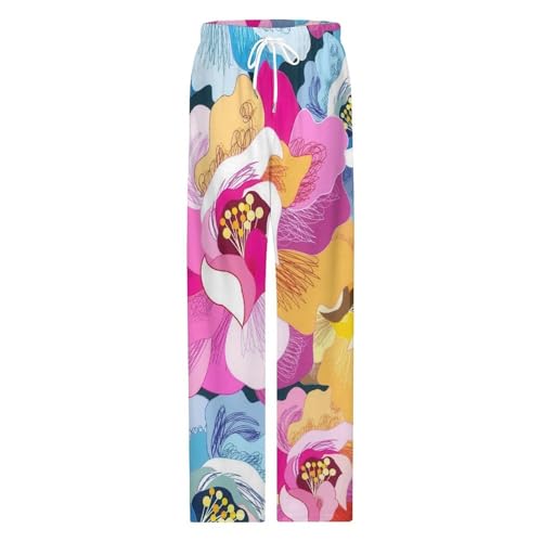 Pajama Pants for Mens Women Stylish Unisex Home Sleep Bottoms Sleepwear Gift Vibrant Floral4