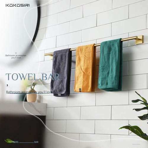 Image of KOKOSIRI Bathroom Towel Bar 36'' Towel Holder for Bath Kitchen Wall Mount Towel Rails 36 Inch Brushed Gold Stainless Steel B4005BG-L36