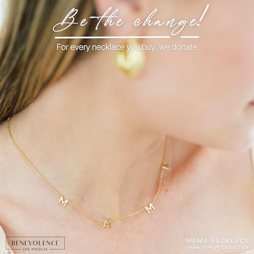 Benevolence LA Mama Necklace, Gold Dipped Fashion Jewelry | Gifts for New Mom | Gold Mom Necklace | Birthday Gifts | Travel Accessories for Women, Designed in California2