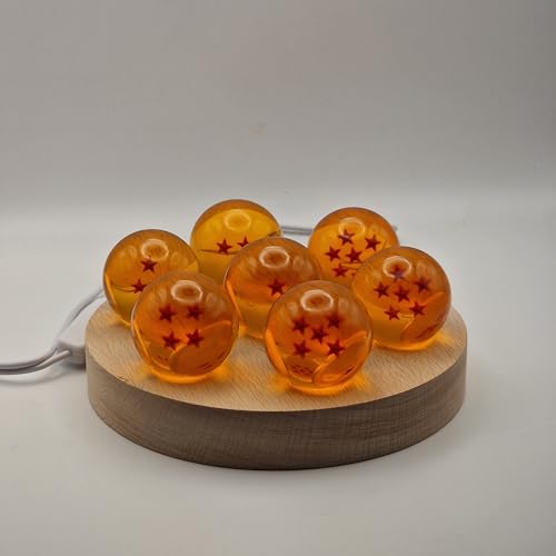Creative Visualization lamp Lámpara de 7 bolas de dragón, 7 bolas de dragón de cristal con base de madera y LED, decoración de colección para fans de anime
