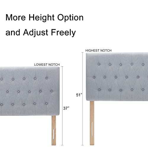 Kingfun Tbfit Tufted Upholstered Queen Size Bed Headboard In Modern Button Design, Adjustable Solid Wood Head Board, Premium Linen Fabric Padded Headboards In Bedroom (Smoky Grey) #TOP1