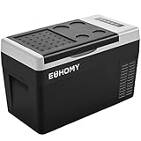 EUHOMY 車載冷蔵庫 ポータブル冷蔵庫 小型 【-20℃～20℃ 急速冷凍】 25L 持ち運び 3WAY 電気式 車載 電動 車に乗せる キャンプ 車載家庭両用 静音 低電圧保護 DC12V/24V AC100V コンプレッサー式 車中泊 トラック 釣り 災害時 一人暮らしに大活躍 日本語説明書 25L 【PSE規格品】