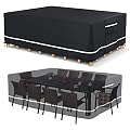 HIGHTQURO Patio Furniture Covers Waterproof, Heavy Duty 600D Outdoor Furniture Covers for Outside Sectional Sofa Set,Tear Resistance and Anti-UV,110"L x 84"W x 28"H, Black with White Border
