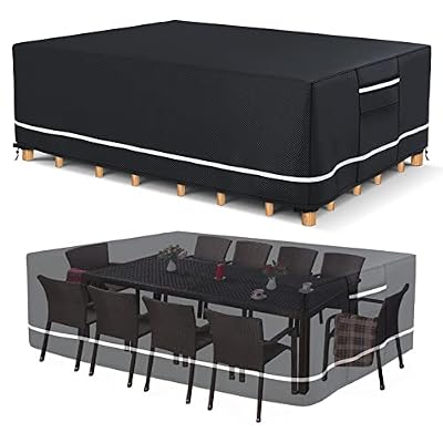 HIGHTQURO Patio Furniture Covers Waterproof, Heavy Duty 600D Outdoor Furniture Covers for Outside Sectional Sofa Set,Tear Resistance and Anti-UV,110"L x 84"W x 28"H, Black with White Border