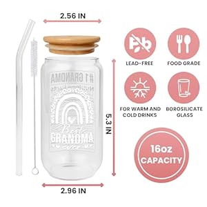 Grandma gifts gifts for grandma from grandkids granddaughter grandson grandchildren birthday mothers day christmas first time gift ideas for grandmother 16 oz 2 sided can glass  urban country home decor