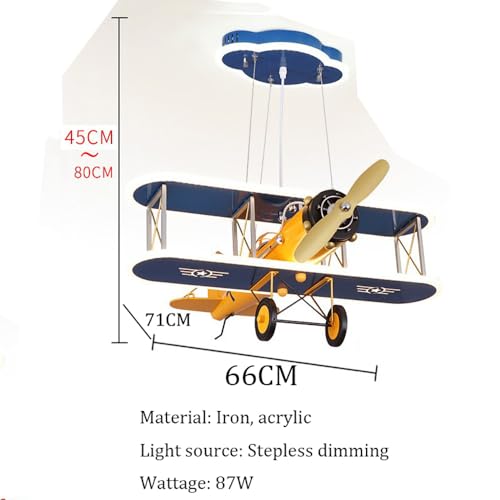 Lustre enfant avion de chasse LED variable grand format design dessin animé - 8