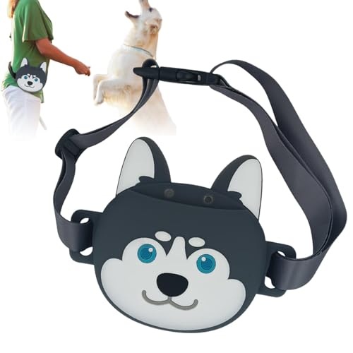 子犬のおやつバッグ、犬のおやつトレーニングポーチ - ペットスナックシリコンご褒美漏れ防止犬型ポケット | ペットグッズ 磁気閉鎖子犬旅行用調節可能なベルト付きウエストバッグ