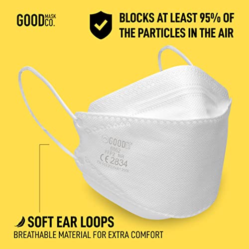 Good Mask Co. Good Comfort Adult FFP2 Face Masks, Disposable and Comfortable Face Masks (White, 25pcs) - Image 4
