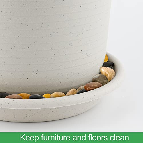 Newkits 3Pcs Plant Trays,7 Inch Round Resin Tray Indoor Outdoor Plant Saucer .Garden Decoration For Bedrooms, Study Rooms, Living Rooms, And Doorways (Elegant White) #TOP3