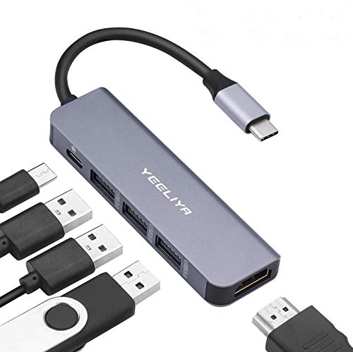 USB C Hub Adapter for MacBook Pro,5 in 1 Usbc to Hdmi(4k) Dongle,100W PD,USB-C to USB 3.0 Ports(3) Multifunctional Lightweight Portable Aluminum Hub for IPAD Pro/for Nintendo&Other Type C Laptop