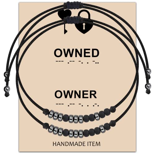 MAOFAED Couple Morse Code Matching Bracelet BDSM Owner Owned Master and Slave Daddy Babygirl Gift