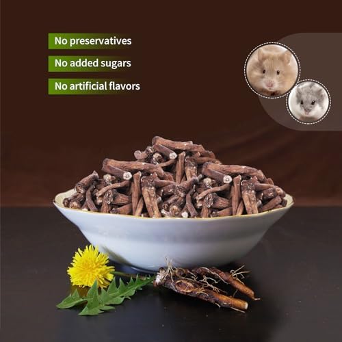 Niteangel Hamster Snack & Treats Toy - Small Animal Natural Treat for Dwarf Syrian Robo Hamsters Gerbils Mice Lemmings Degus or Other Small-Sized Pets (Dried Dandelion Roots - 1.8oz (50g)) — view 2