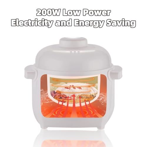 Natudeco 1L Electric Stew Pot Slow Cookers Electric Stew Cooker Ceramic Liner with Lid Ceramic Casserole Cooking Pot for Stove Porridge Rice Soup - Image 4