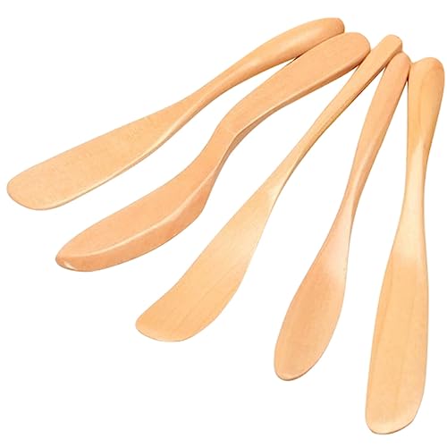 RORPOIR 5pcs Wooden Cheese and Butter Spreader Ergonomic Multi-function Kitchen Tools for Jam Fruit and Pastry for Charcuterie Boards and Baking Needs