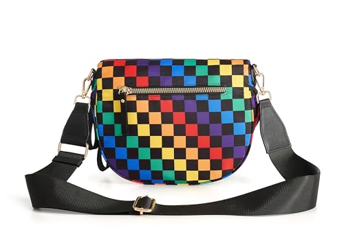 Image of FEIBOON Spacious Checkered Nylon Crossbody Bag Bum Bag Handbags Wallets for Women