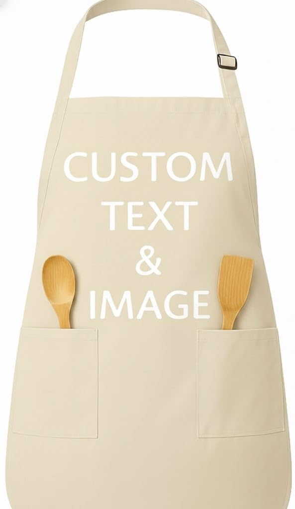 Elosh Personalized Apron – Custom Name or Logo | Adjustable Neck, Two Front Pockets, Easy‑Care Cotton Blend | Cooking Baking