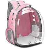 Mochila Pet Visão Panorâmica Astronauta Cães e Gatos Transporte Animais Estimação Bolsa Ventilada (ROSA)