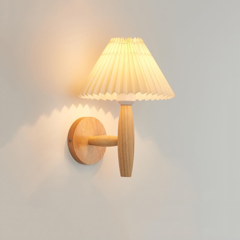 HXYSXHJUO Wall Lamp with Pleated Fabric Shade, Farmhouse Sconces Lighting Hardwired, Nightlight Japanese Mount Lights, Pendant Light