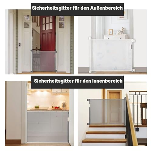 PetHot Treppenschutzgitter & Türschutzgitter Ausziehbar, türgitter für Babys, Hunde & Katzen – Sicherheitsabsperrgitter für Treppen, Türen, Innen & Außenbereic (Weiß, 140CM)