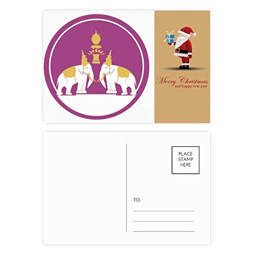 Cartes postales éléphants bouclier Père Noël à envoyer en fin d'année pour des vœux originaux