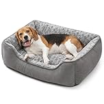 Oiilores Dog Sofa Bed Washable for Small Medium Dogs, Soft Plush Calming Beds with Non-Slip Bottom - Anti-Anxiety Rectangle Puppy Mat (60 x 45 cm, Grey)