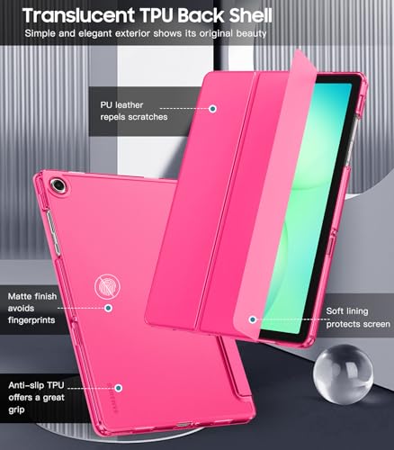 Image of TiMOVO Soft Case for Samsung Galaxy Tab A11+ /A11 Plus 11 inch 2026, Bright Pink | Fit for SM-X230 /X236 /X238, Slim Soft TPU, Translucent Frosted Back, Auto Wake /Sleep
