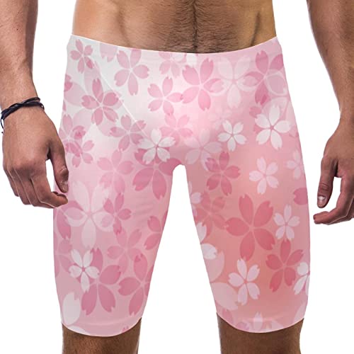 Traje de baño para hombre elástico y cómodo con estampado de cerezos en flor 1