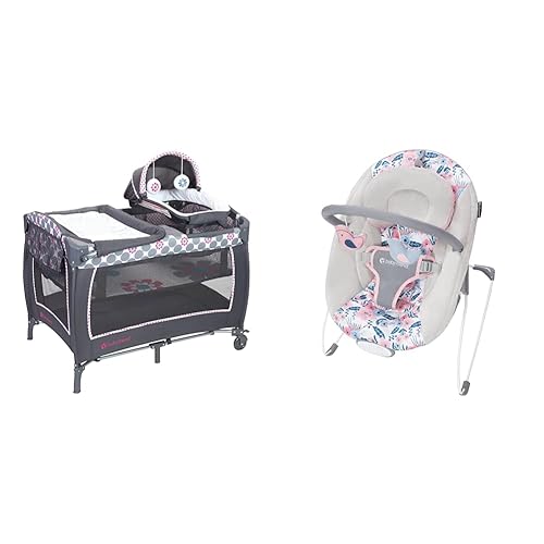 Image of Baby Trend Lil Snooze Deluxe 2 Nursery Center, Daisy Dots & Smart Steps by Baby Trend Stem EZ Bouncer