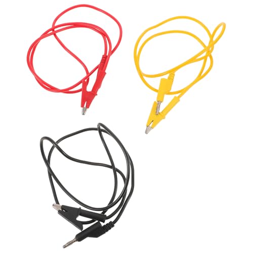 SHINEOFI 3 Piezas Cables de Prueba con Pinzas de Cocodrilo Cables Eléctricos Conector Banana para Electricistas Conductores Apilables para Pruebas de Circuitos
