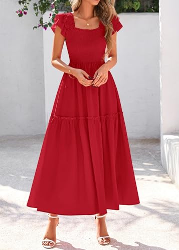 Image of KIRUNDO Smocked Summer Midi Dresses for Women 2026